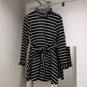 Striped Black and White Long Sleeve Dress